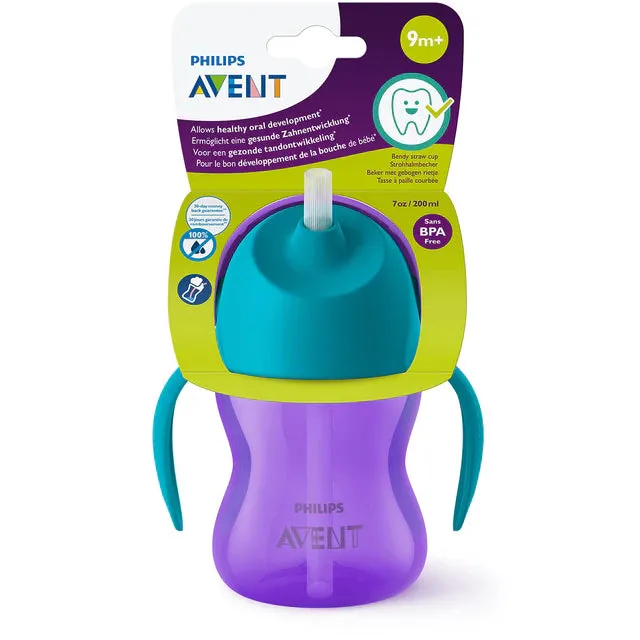 Philips Avent Copo com Palha e Asas Roxo e Azul 200 mL