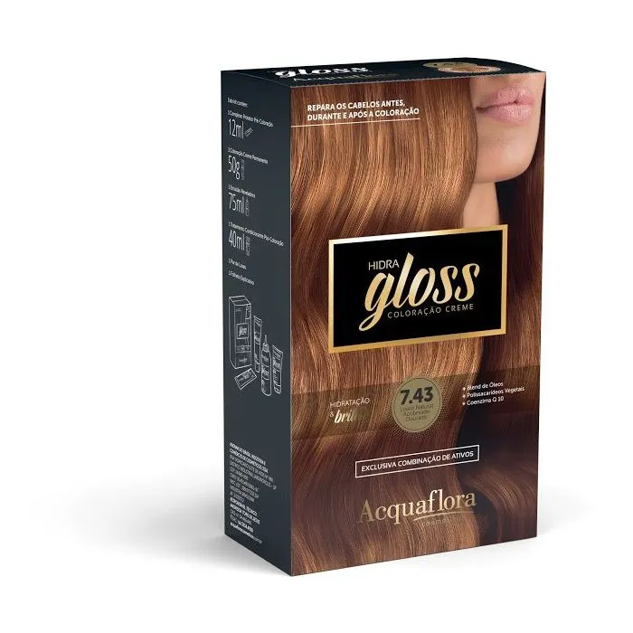 Tintura Acquaflora Gloss 7.43 Louro Nat Acobr Dour