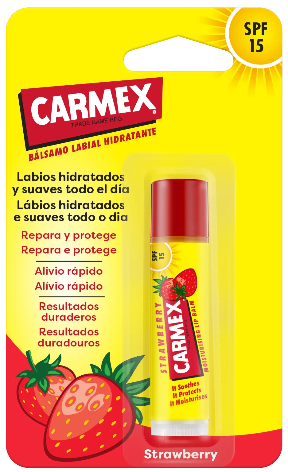 Carmex Stick Bálsamo Labial Morango SPF15 4.25gr