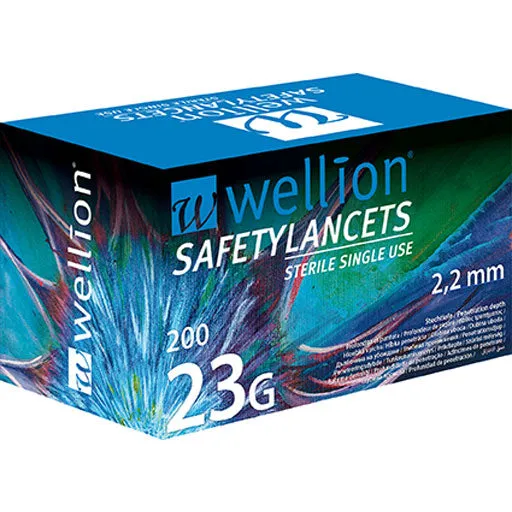 Lancets de segurança de Wellion 23g para uso único 200 PCs