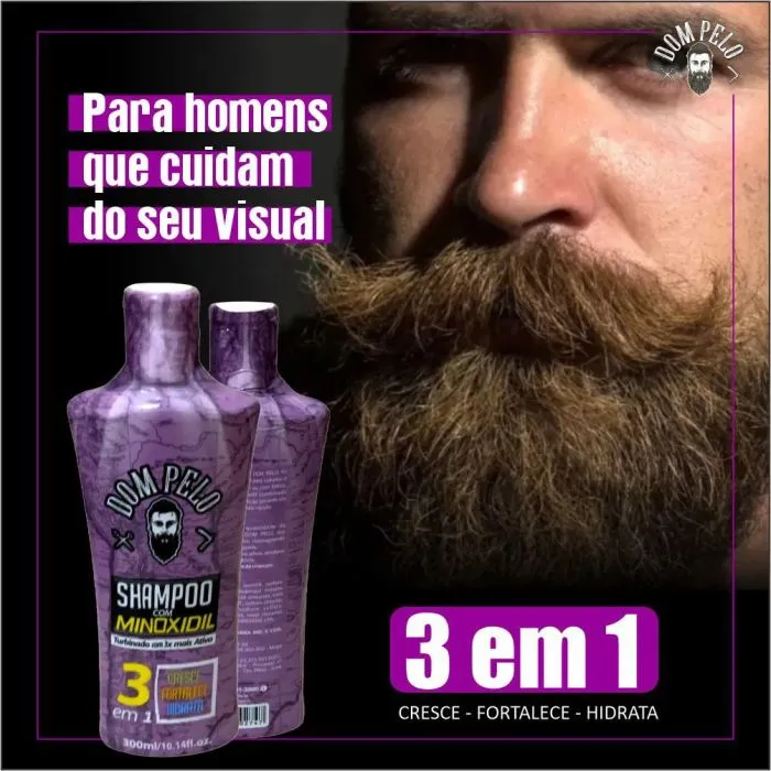 Shampoo Com Minoxidil Dom Pelo 3 Em 1 300ml