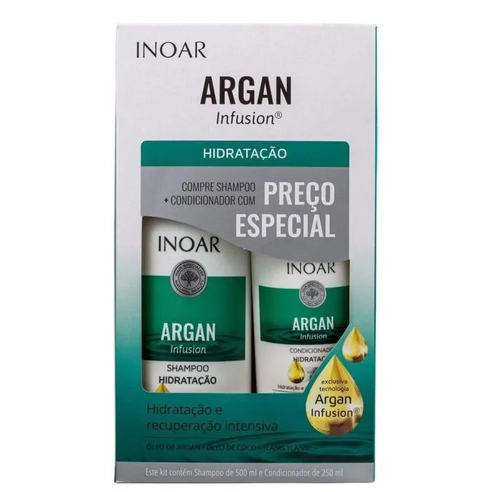 Kit Inoar Argan Infusion Hidratação Sh 500mL+Condicionador 250mL