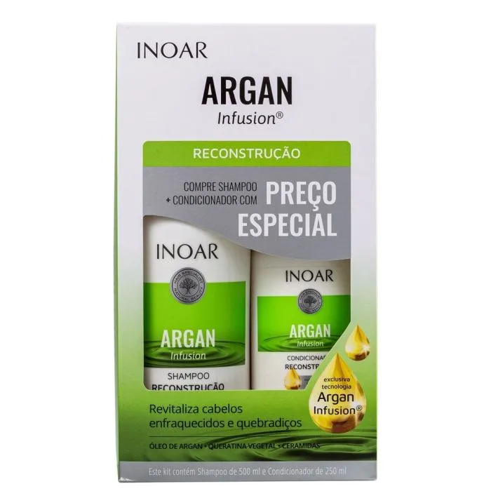 Kit Inoar Argan Infusion Reconstrução Sh 500mL+Condicionador 250mL