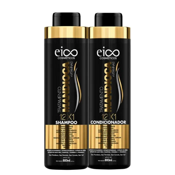 Kit Eico Shampoo 800ml+Condicionador 750ml Mandioca