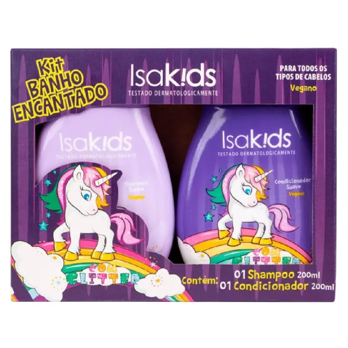 Kit Shampoo + Condicionador Isakids Unicornio Com Glitter 200ml