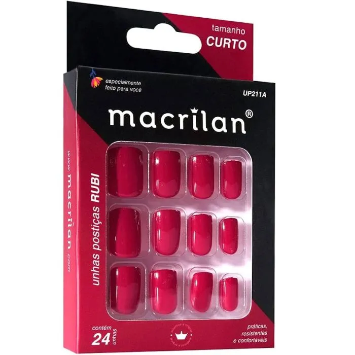Unhas Postiças Macrilan Com 24 Un Rubi