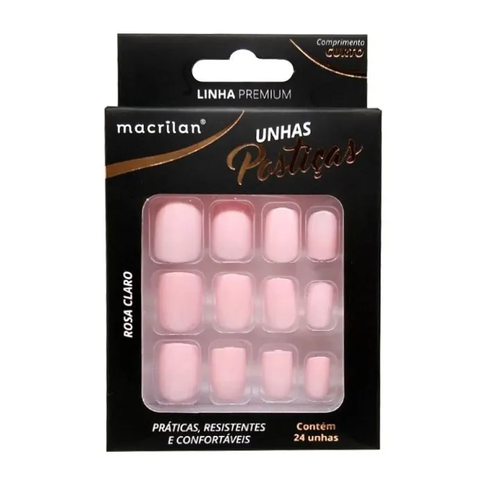 Unhas Postiças Macrilan Com 24 Un Rosa Claro