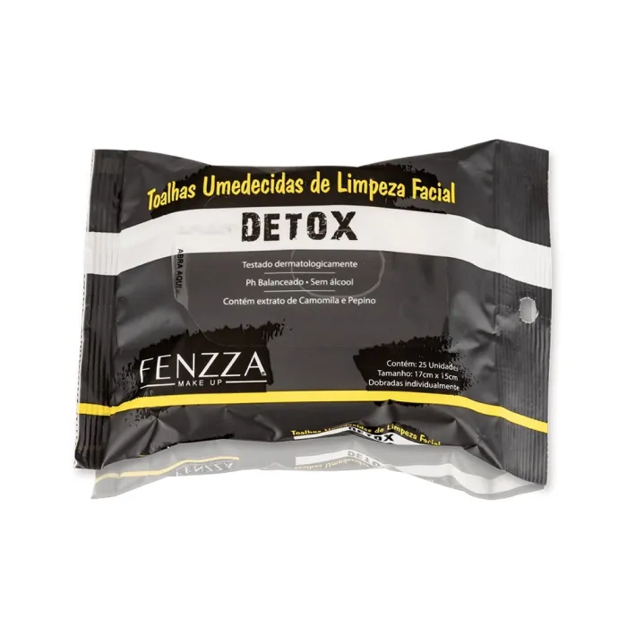 TOALHAS UMIDECIDAS DE LIMPEZA FACIAL FENZZA DETOX 25 UN