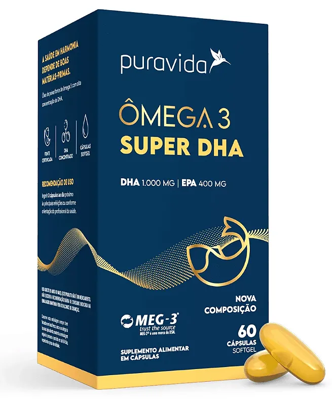 Puravida Ômega 3 Super DHA - Suplemento em Cápsulas