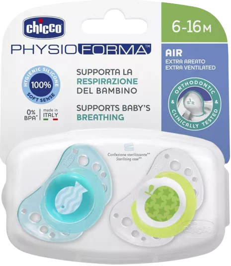 Chicco Chupeta Physio Air 6-16 meses Azul Sortido x2