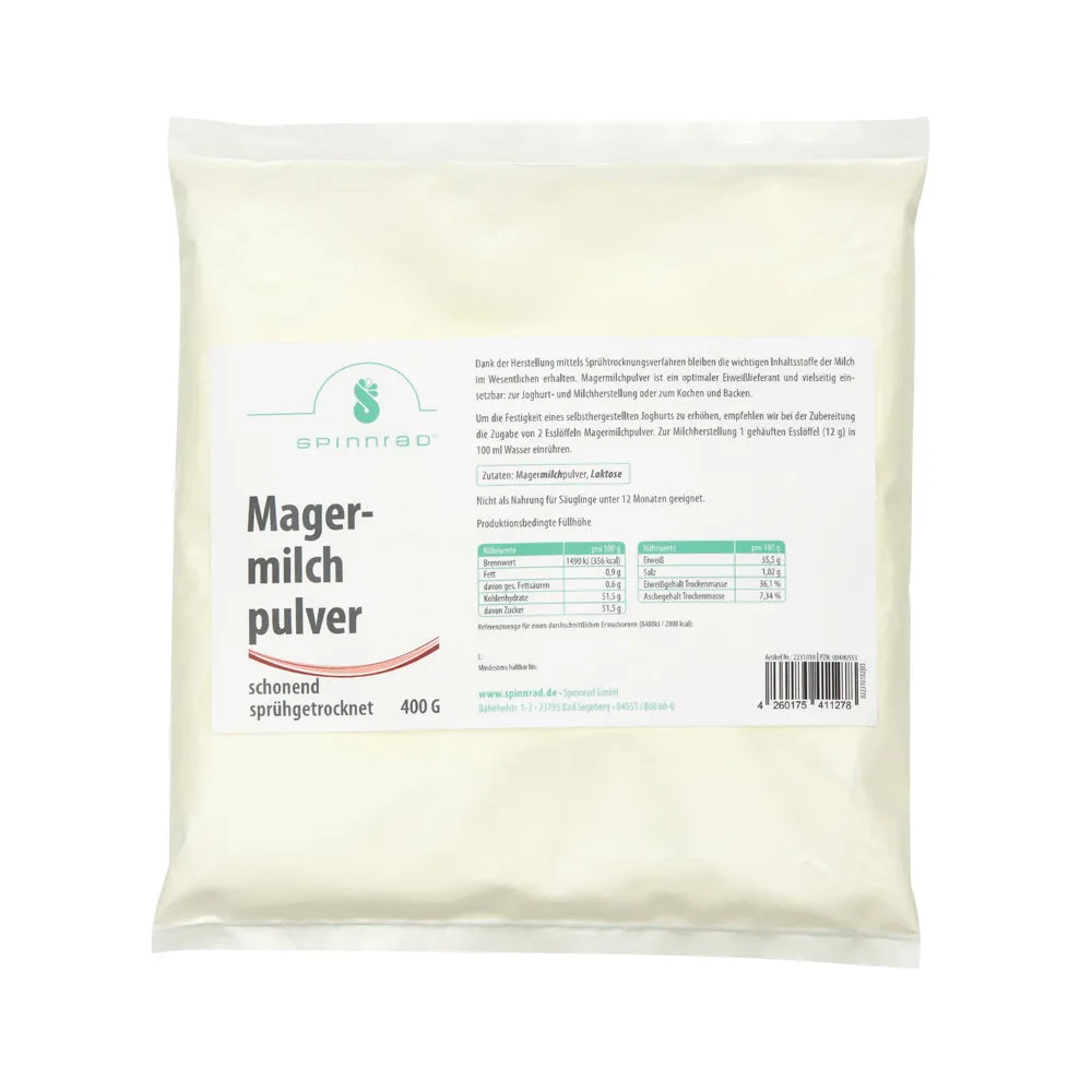 Spinnrad skimmed leite pó 400 g