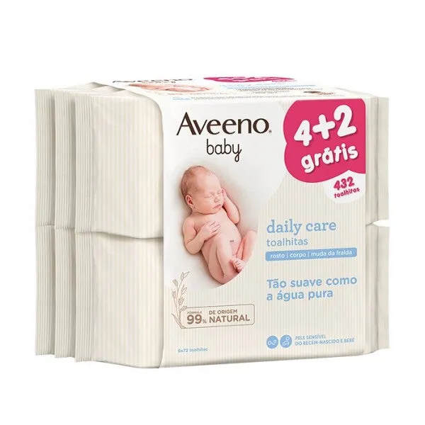 Aveeno Baby Daily Care Toalhitas 6 x 72 Unidades