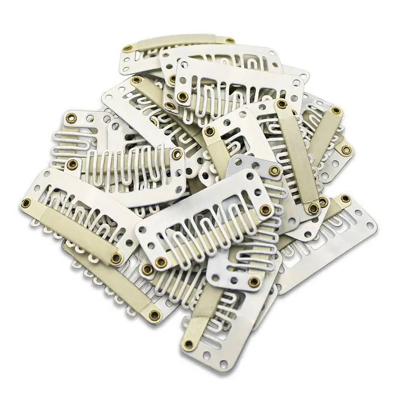 30 Presilhas Tic Tac Aplicação Alongamento Mega Hair Bege