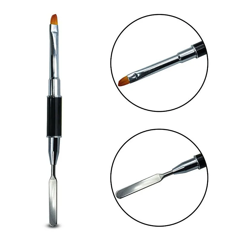 Pincel com Espátula Ponta Dupla 2 em 1 Unhas de Gel Polygel