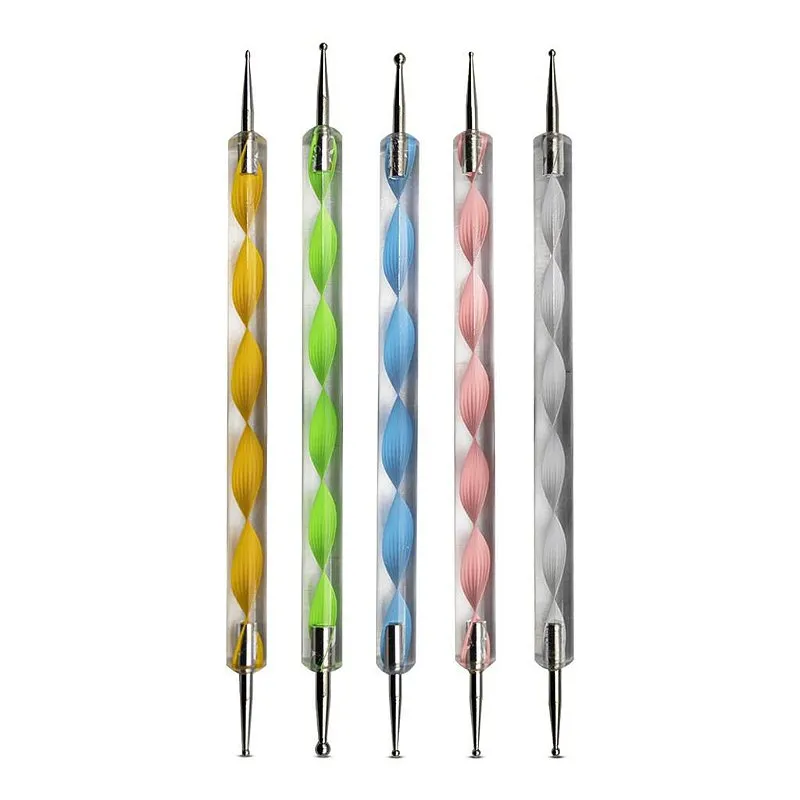 Kit 5 Boleadores Ponta Dupla Decoração de Unhas Pontilhismo
