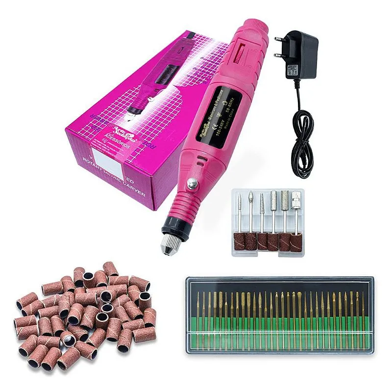 Lixadeira Motor Unhas + Lixas Refil + 30 Brocas Diamantadas