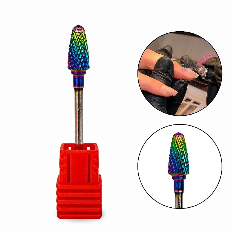 Broca Tungstênio F Bullet ST Colorful Corte Fino Manicure Unhas Gel Fibra Alongamento Manicure