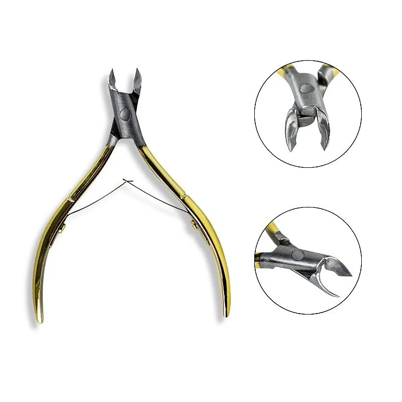 Alicate Removedor Cutícula Ergonômico Dourado Manicure Unha