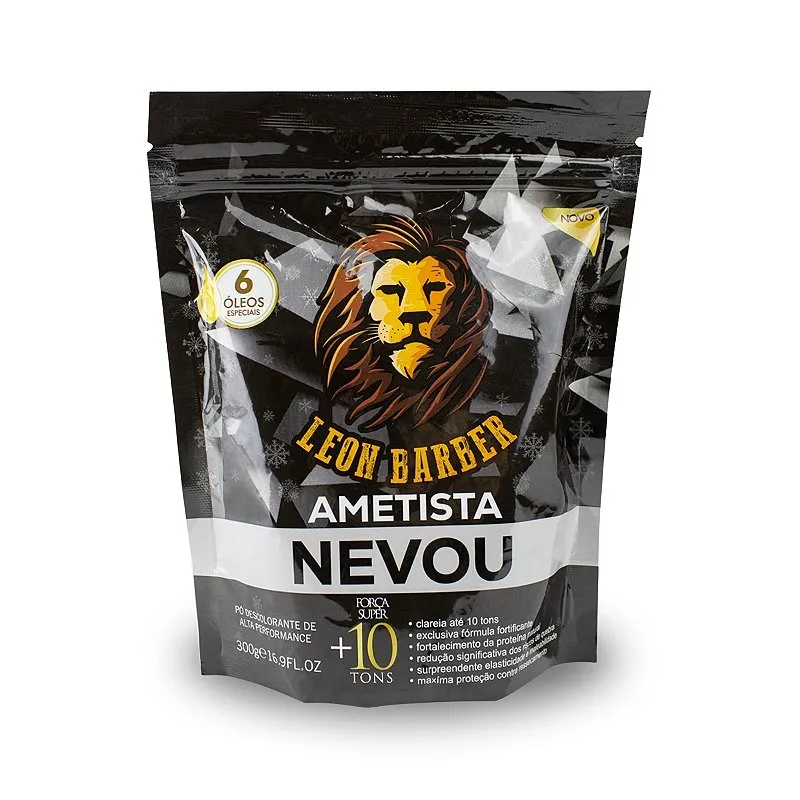 Pó Descolorante Ametista Nevou Claderia Até 10 Tons Fórmula Fortificante Leon Barber 300g