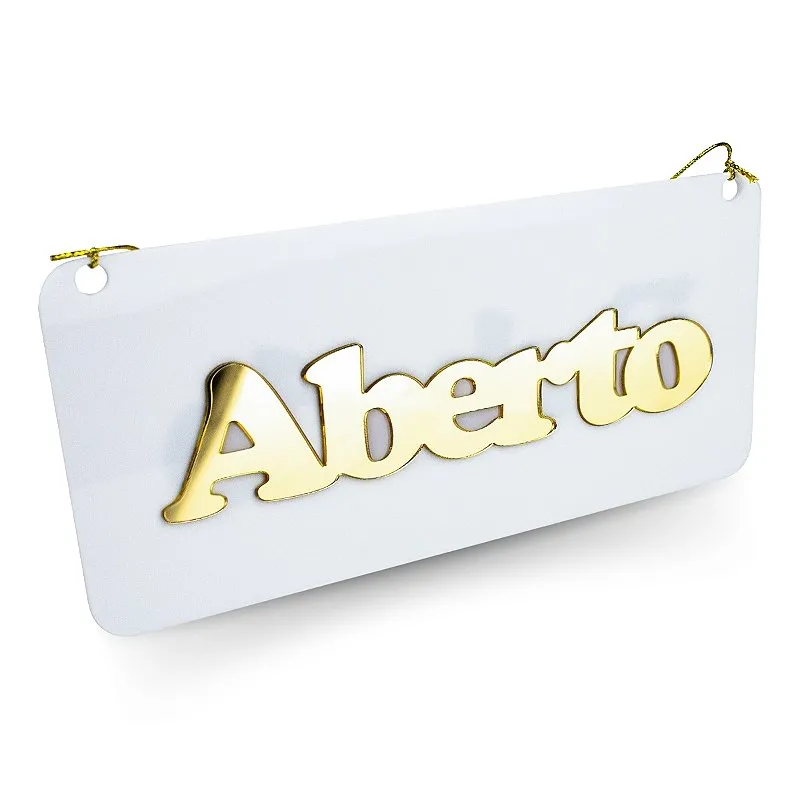 Placa Acrílica Frente Verso Aberto Fechado Ventosa Branco