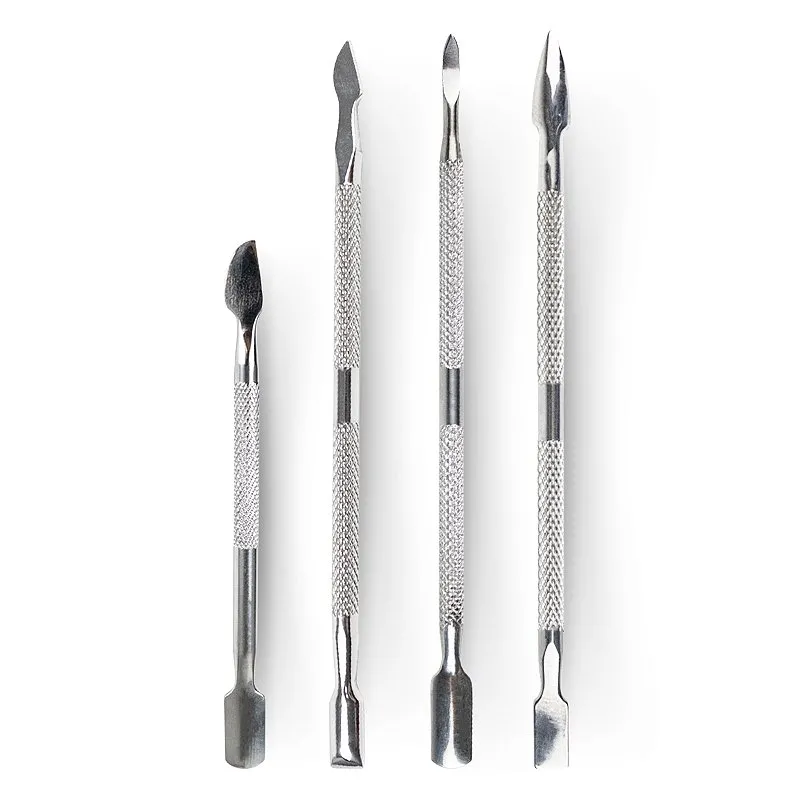 Kit 4 Espátulas Ponta Dupla Aço Inox Cutícula Podóloga Unhas