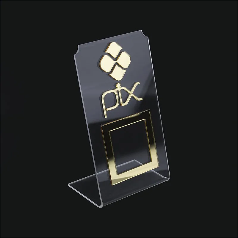 Placa Pix QR Code Display Pagamentos Acrílico Transparente