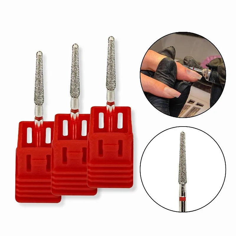 Kit 3 Brocas Diamantadas Flame S (F) 720 Lixadeira Elétrica Motor Unhas Alongamento de Gel Fibra Manicure