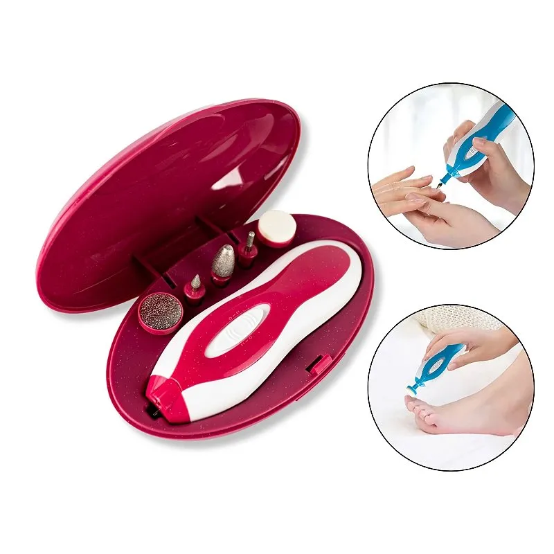 Kit Lixadeira Elétrica Recarregável Unhas Pé Mão + 5 Brocas