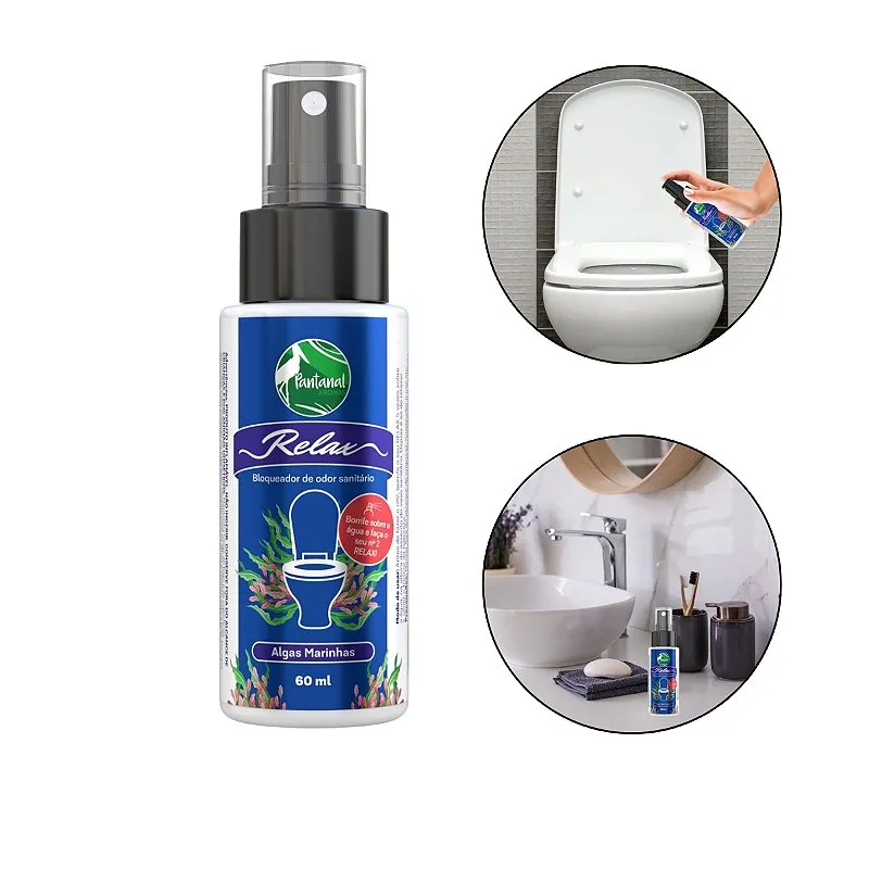 Bloqueador Odor Sanitário Alga Marinha 60ml Pantanal Aromas, Linha Relax Fragrância Suave Resultado Instantâneo