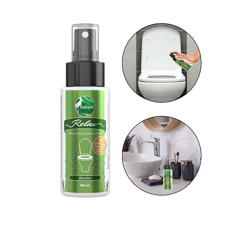 Bloqueador Odor Spray Sanitário Alecrim 60ml Pantanal Aromas, Linha Relax Fragrância Suave Resultado Instantâneo