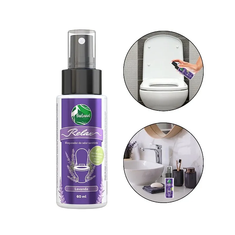 Bloqueador Odor Spray Sanitário Lavanda 60ml Pantanal Aromas, Fragrância Suave Resultado Instantâneo