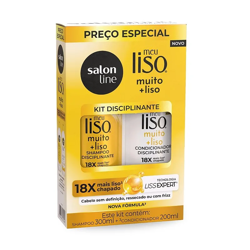 Shampoo 300ml + Condicionador 200ml Muito + Liso, Salon Line