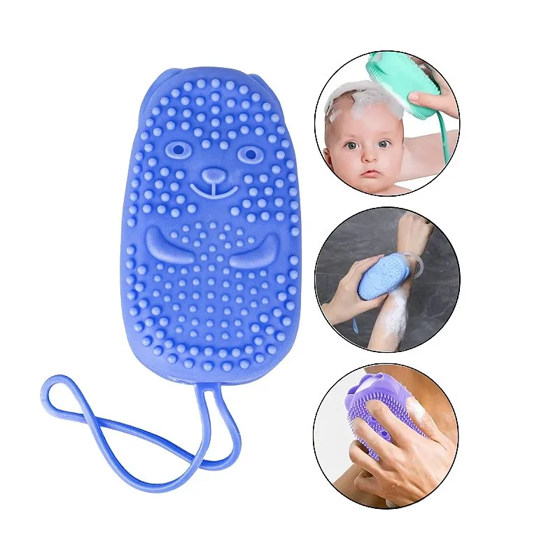 Esponja Bucha Banho Macia Silicone Flexível Multicolor 2 em 1 Massageadora Esfoliante