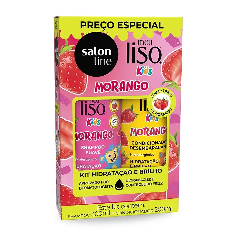 Shampoo 300ml + Condicionador 200ml Kids Morango Salon Line