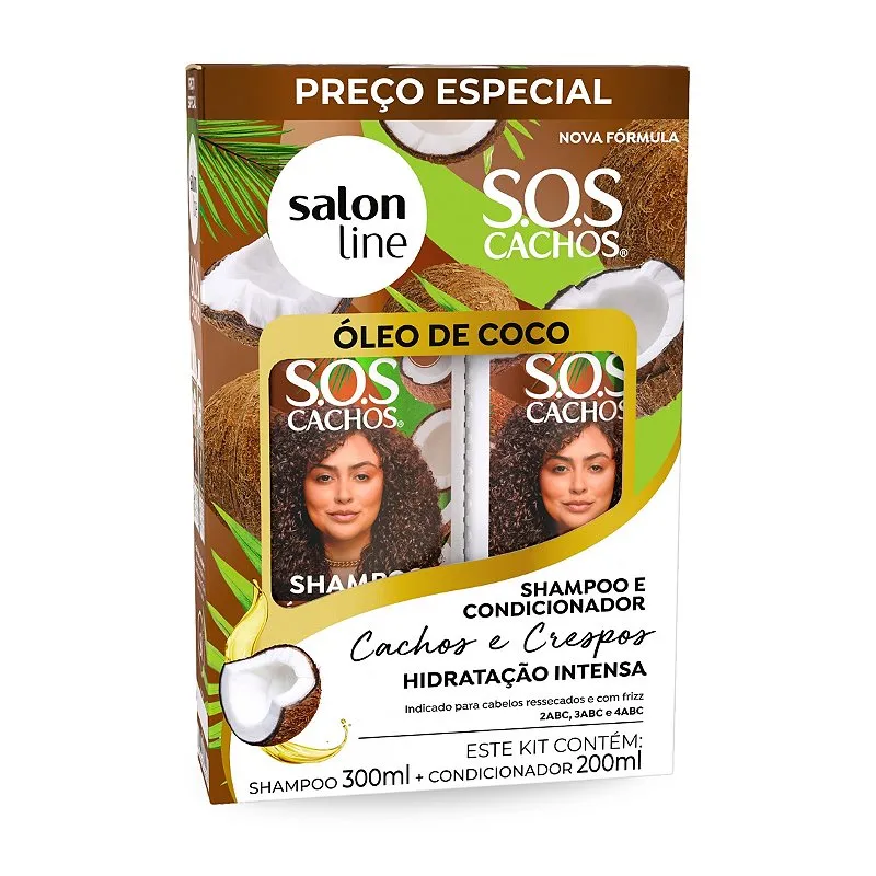 Shampoo 300ml + Condicionador 200ml Óleo de Coco Salon Line