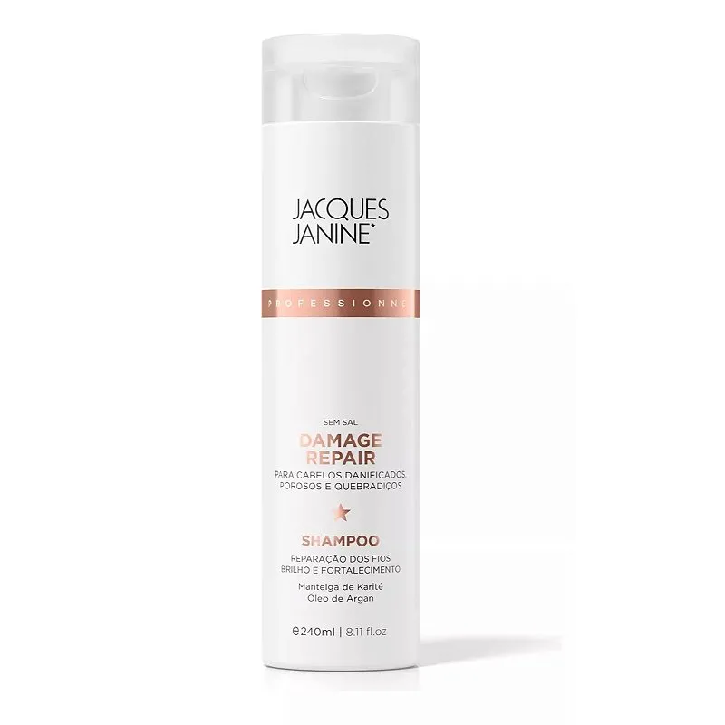 Shampoo Limpeza Profunda Reparo de Danos Tratamento Cabelos Secos Porosos Quebradiços Damage Repair Reparação Total dos Fios 240ml, Jacques Janine