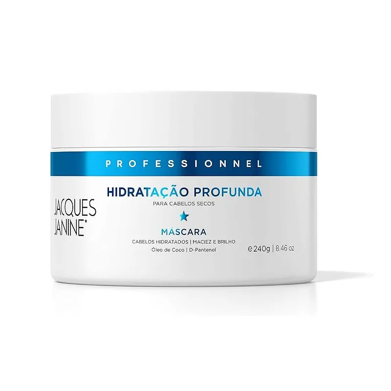Máscara Hidratação Profunda Cabelo Seco Tratamento Pontas Duplas Reconstrução Definição Nutrição Antifrizz 240g, Jacques Janine
