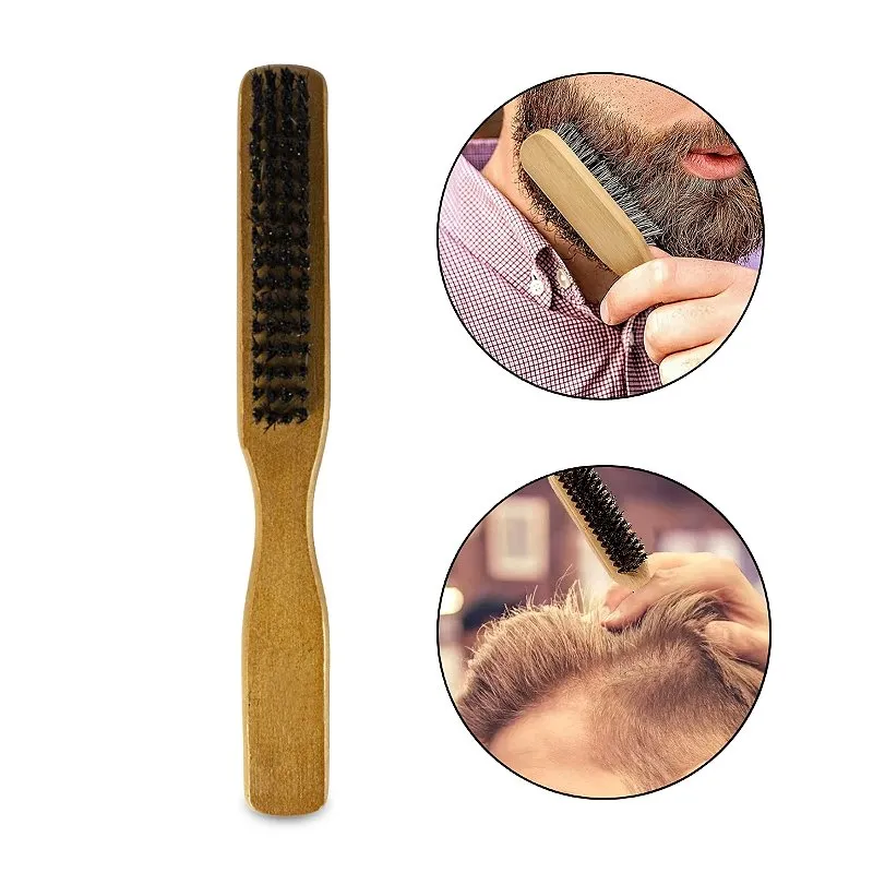 Escova Para Barba Bigode e Cabelo Cabo Madeira Profissional