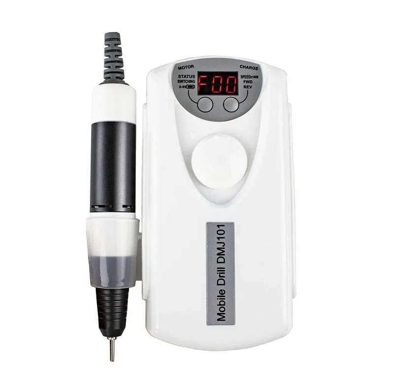 Lixadeira Elétrica Unhas Recarregável Portátil Compacta Bivolt Branca Caneta Broca Manicure Nail Designer Alongamento Gel Fibra