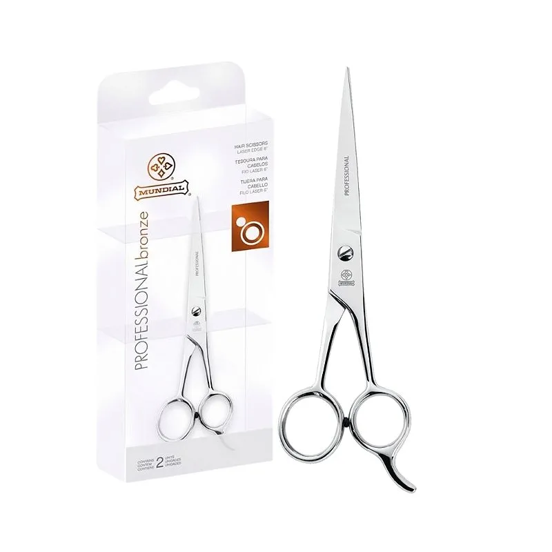 Tesoura Cabelo Profissional Fio Laser Micro Serrilha Corte Cabelos Bronze 343-6 Mundial
