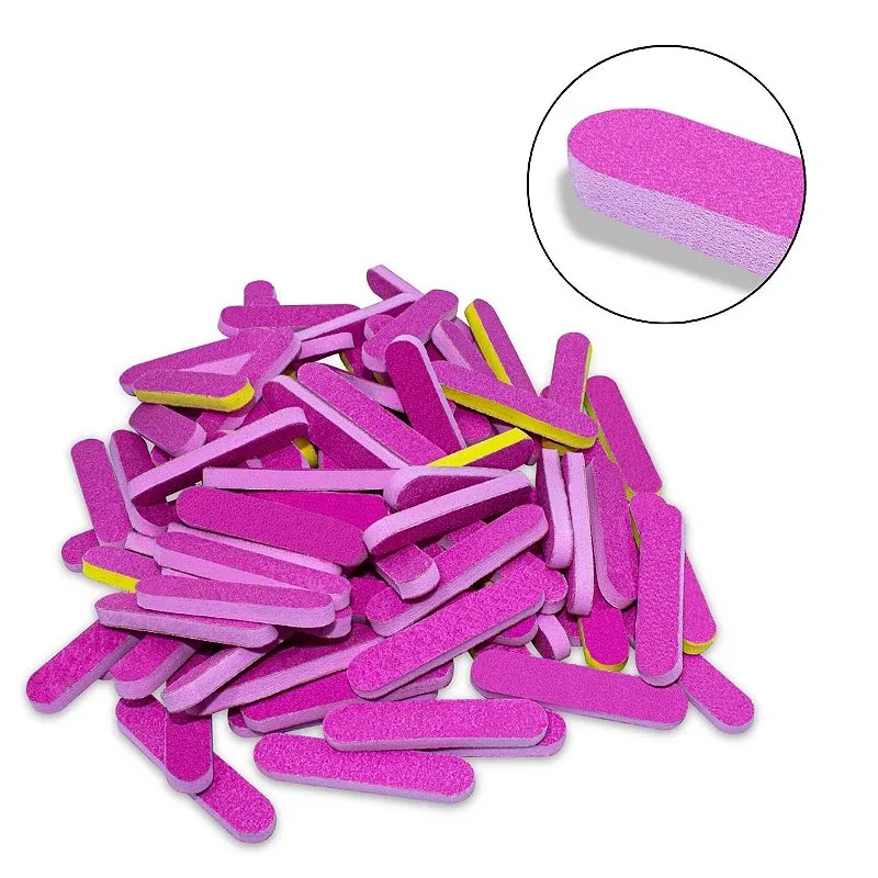 Kit 50 Mini Lixas EVA Rosa Dois Lados Unhas Acabamento Manicure Gramatura #100 Descartável, Arte Sedução