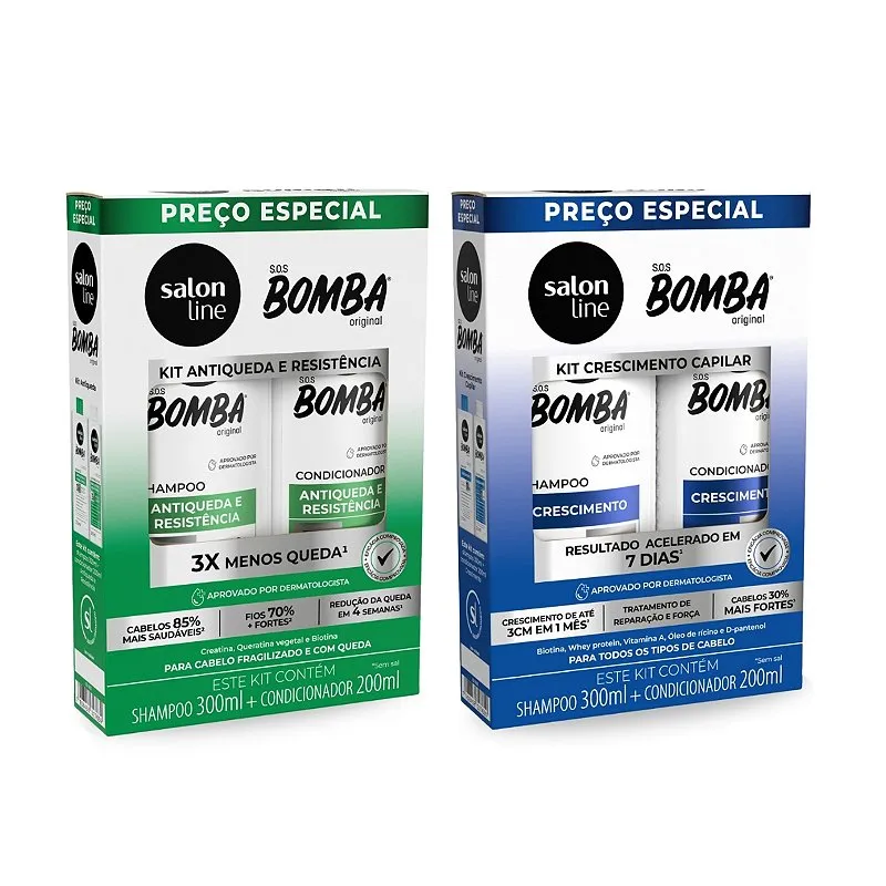 2 Kits Salon Line Bomba Salon Line Antiqueda + Crescimento