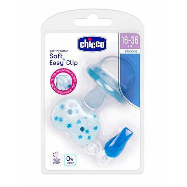 Chicco Pack Chupeta Physio Soft 16-36 meses Azul + Easy Clip