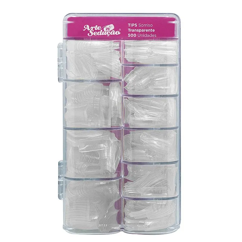 500 Unhas Postiças Tips Para Alongamento Modelo Sorriso Transparente Arte Sedução