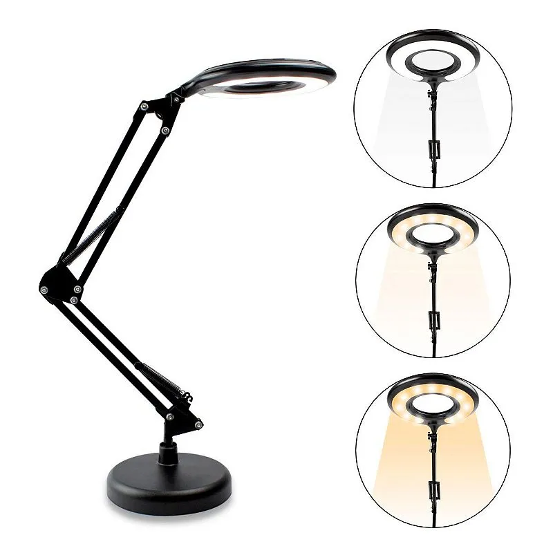 Luminária de Mesa Articulada Led Ring Light Manicure Preto