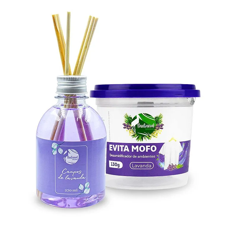 Kit Lavanda Aromatizador Ambientes 270ml + Evita Mofo 130g