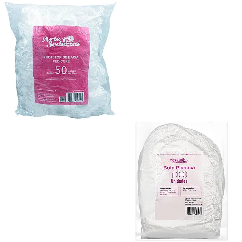 Kit 100 Bota Descartáveis + 50 Protetor de Bacia Pedicure
