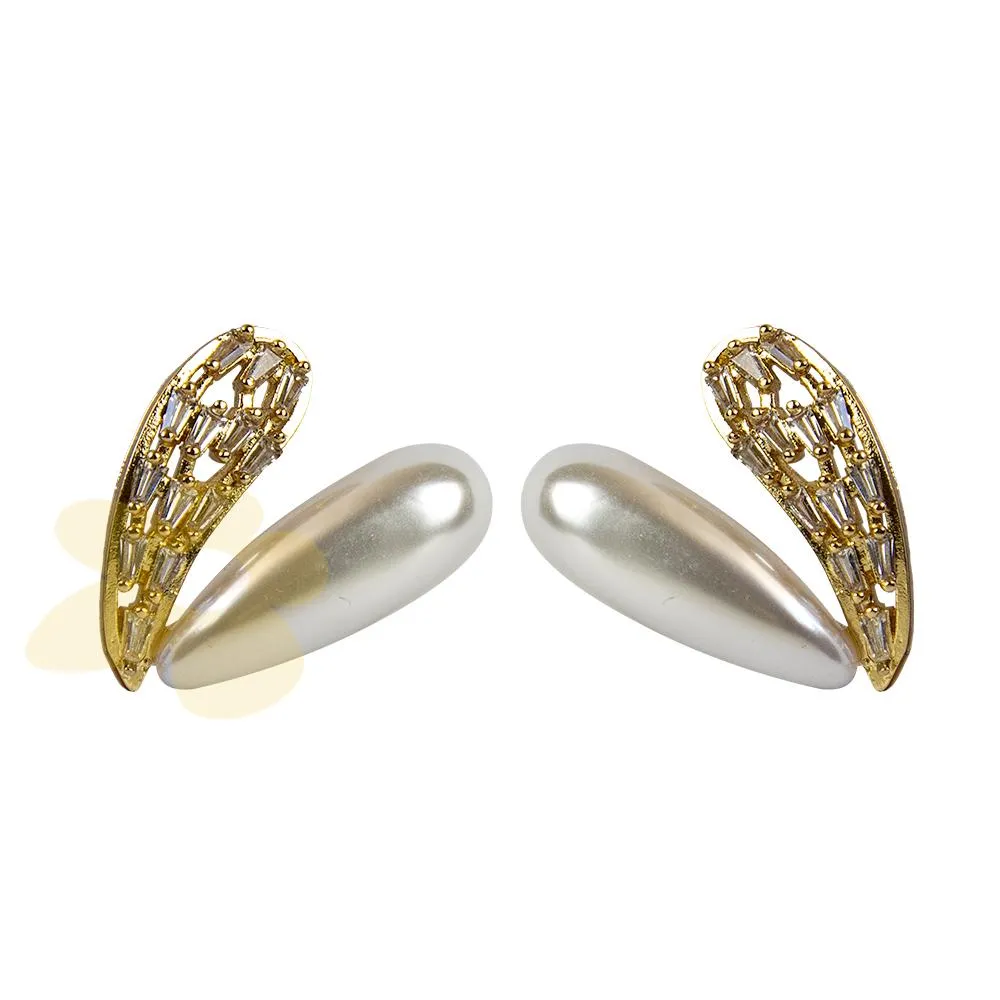 1805-3 | Brinco de pérola com zircônia | Importado