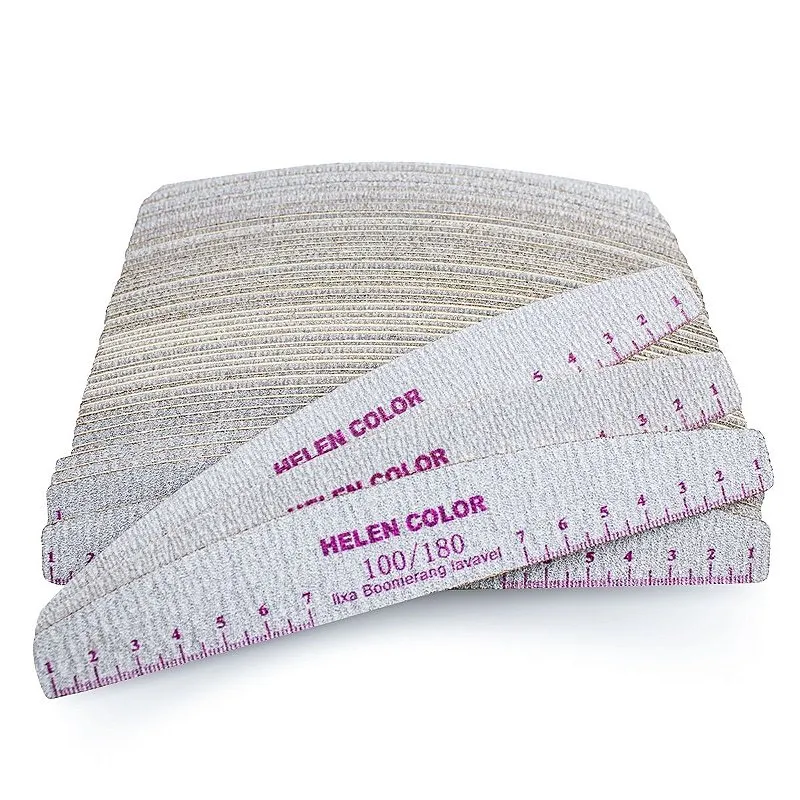 50 Lixas Bumerangue Lavável 100/180 Unha de Gel Helen Color