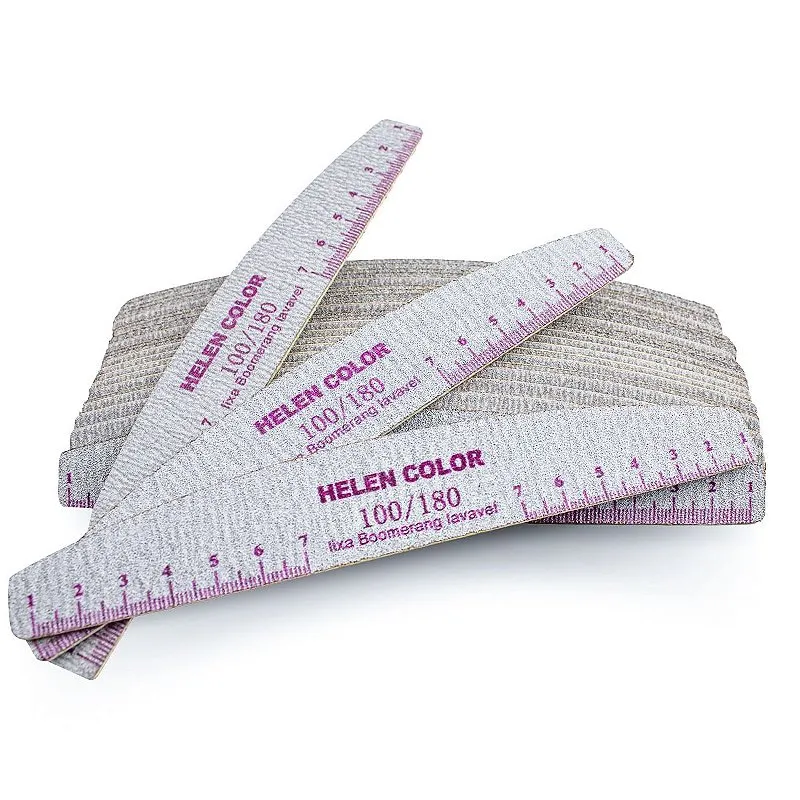 25 Lixas Bumerangue Lavável 100/180 Unha de Gel Helen Color